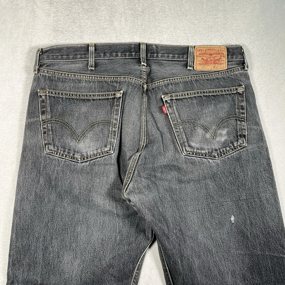 Levis 501 Mens Vintage Original Straight Leg Button Fly Black Denim Jeans 40x32